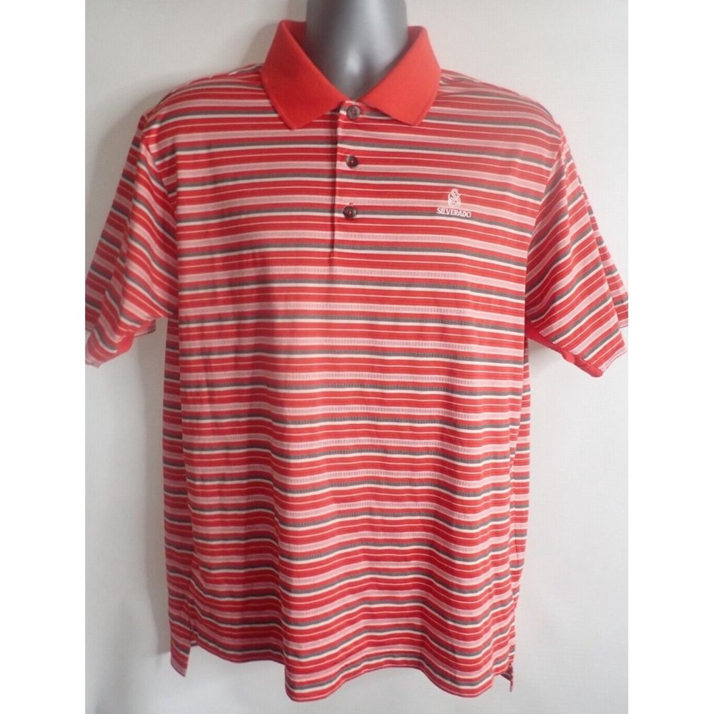 Adidas Climacool shirt Mens M Red Stripe Golf Classic Short Sleeve - Picture 2 of 5